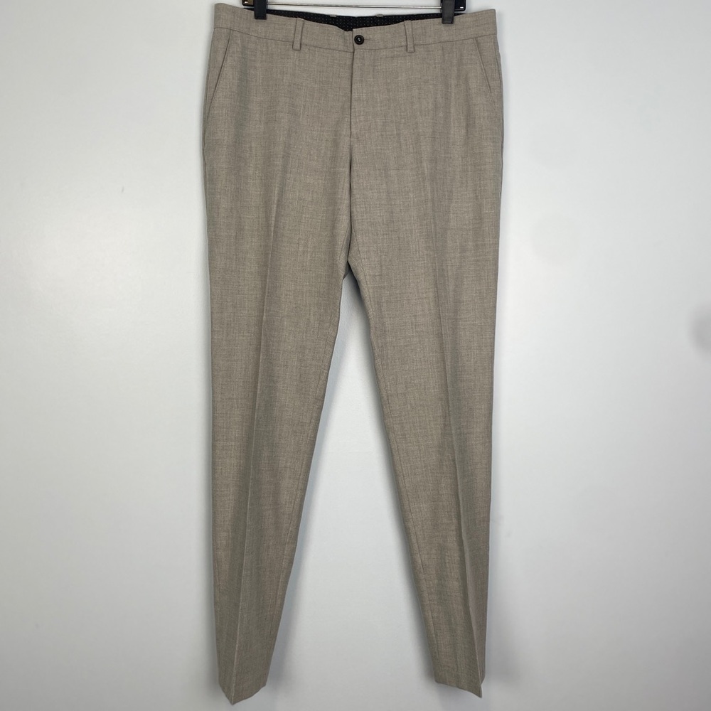 Zara Formal Dress Slim Straight Leg Gray Trousers Pants 32 x 32 Business Casual